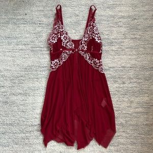 Sexy Lace Lingerie Front Closure Babydoll V Neck